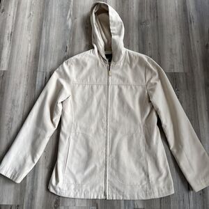Jones New York Cream Suade Zip Up Hooded Jacket Size Small